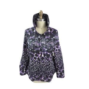 Chico’s Zenergy Purple Print Zip Jacket Size 3 Excellent